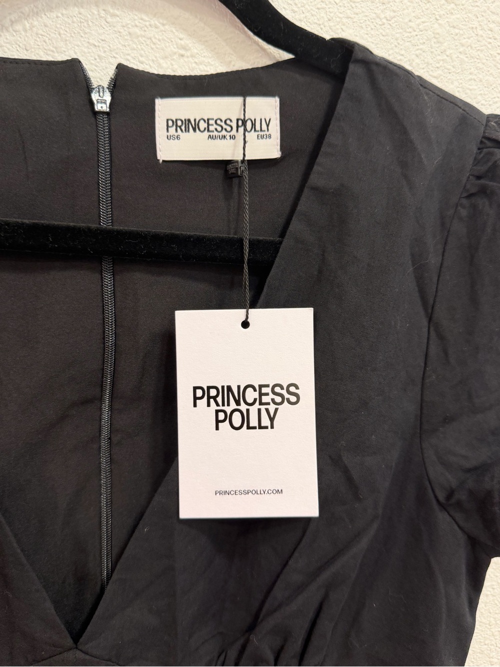 Princess Polly Black V-Neck Button Mini Dress - Picture 2 of 5